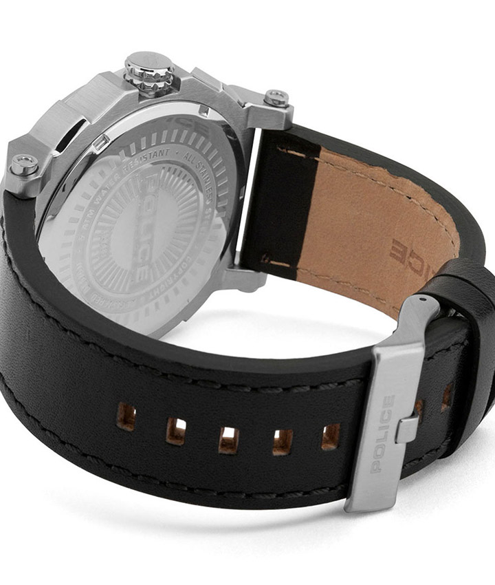 Police_Men_PL.15048JS/61_Compass_SilverYellowBlack_Leather