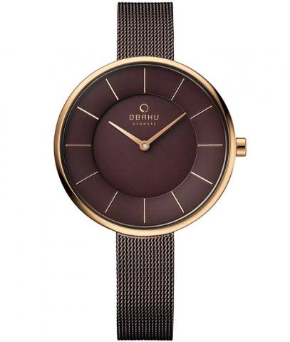 Montres_Obaku_Women_SAND WALNUT_Acier inoxydable, Mailles